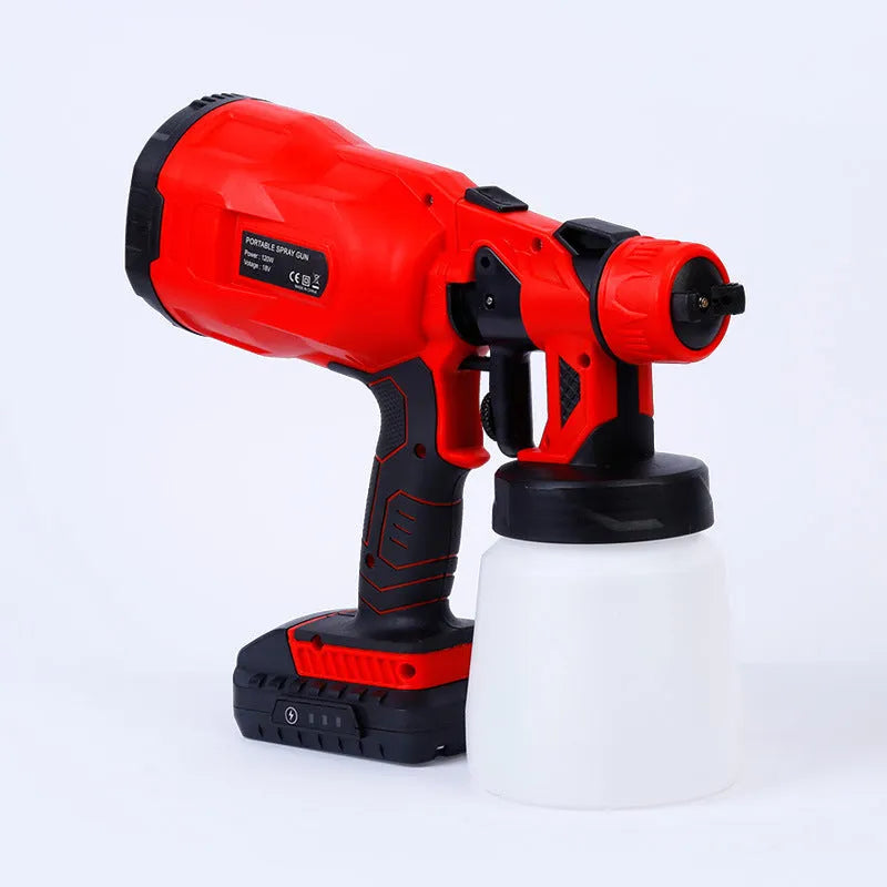 Blue cordless electric paint spray gun with 800ml container and trigger