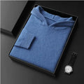 Men's cashmere hooded thickened sweater in loose fit, solid black colour, long sleeve winter pullover