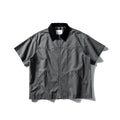 Men's washed cotton short sleeve overall shirt in loose cardigan style