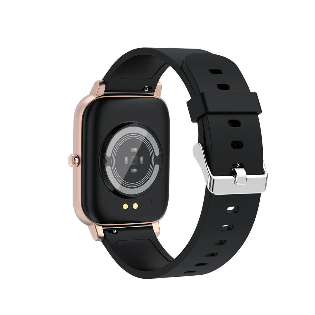 H80 fashion sports smart watch with black silicone strap showing health metrics on screen.
