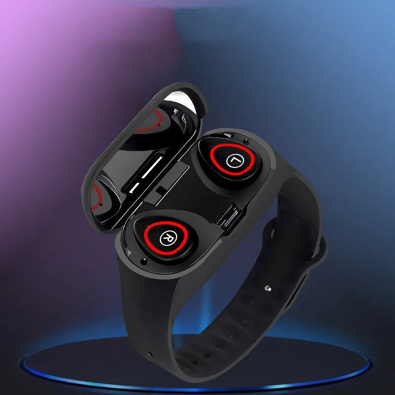 Smart bracelet earphone combo with silicone wristband and 1-inch touchscreen display