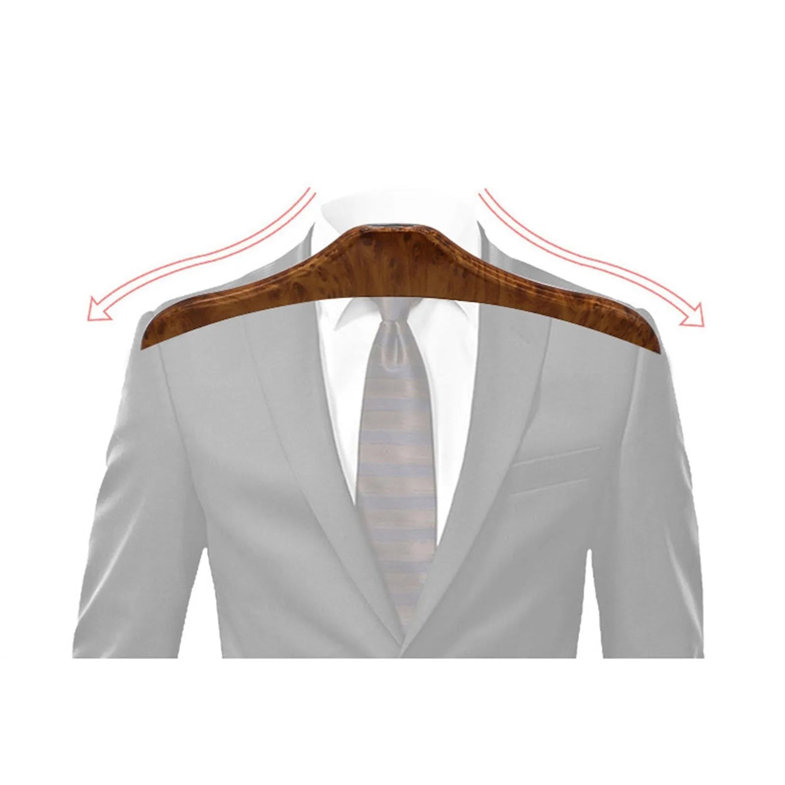 Wood yellow stainless steel car hanger for suits and coats mounted on a car seat headrest