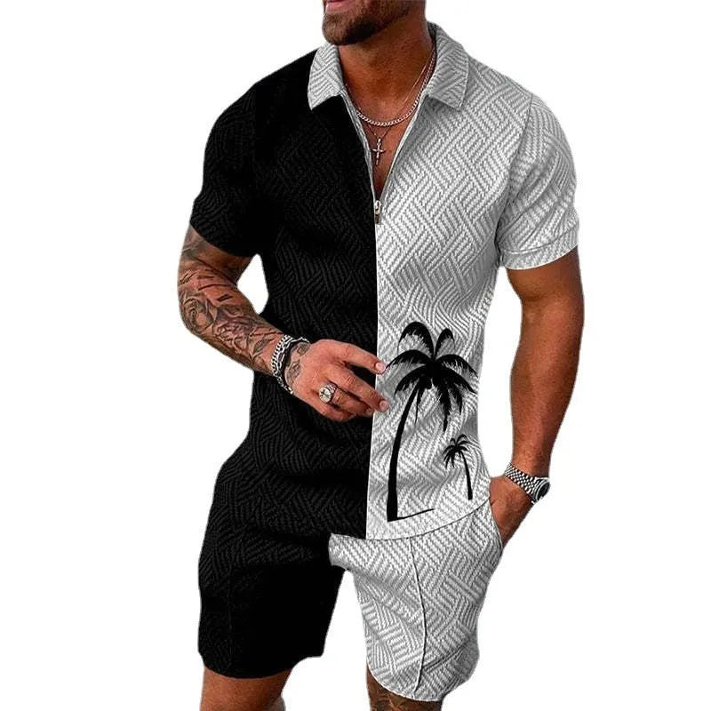 Mesh fabric short sleeve zipper suit with shorts in a summer sports colour option, available in sizes S to 6XL