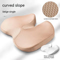 Curved memory foam seat cushion in beige with bevel design for tailbone support