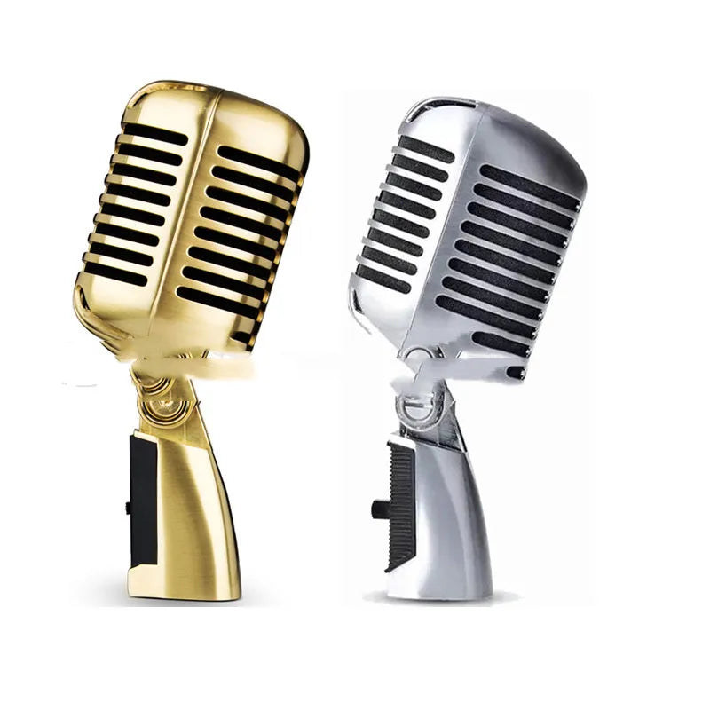 All-metal dynamic stage microphone in retro design with heart-shaped directivity pattern
