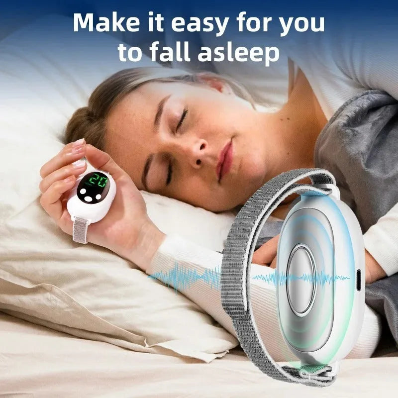 White USB sleep aid instrument with remote control and sleep bracelet attachment