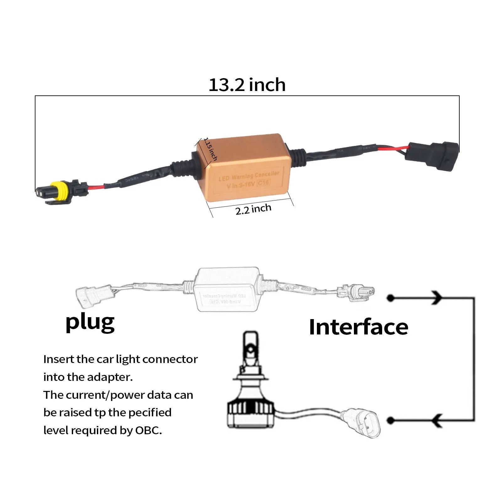 Black alloy Canbus decoder for H4 H7 H11 LED car headlights to eliminate flicker and error codes