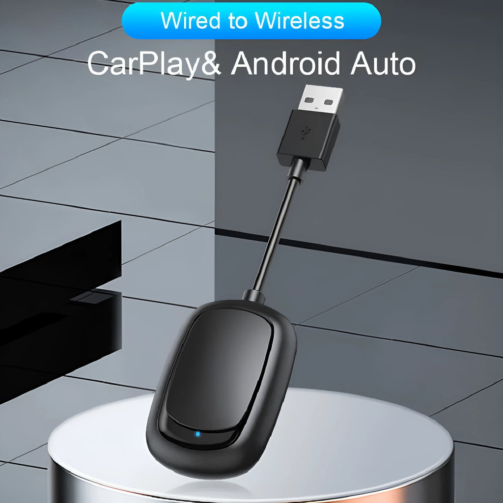 Wireless CarPlay and Android Auto 2-in-1 adapter box with USB connection