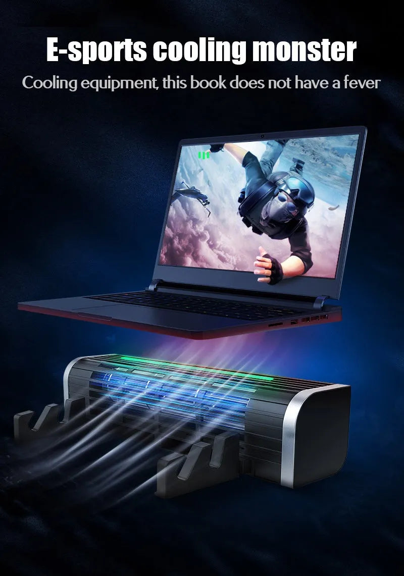 Black notebook cooling pad with dual fans and USB cable, optional support stand version