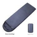 Navy blue envelope camping sleeping bag with hollow cotton fibre insulation for winter warmth