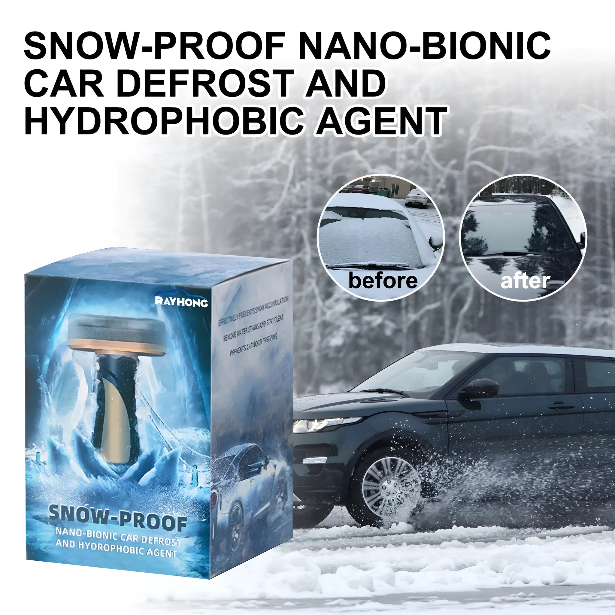 Hydrophobic nano coating car snow brush with PE construction measuring 5x9x14cm
