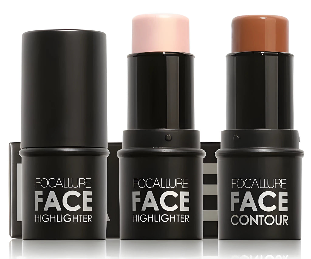 Four shade contouring highlighter stick for face, cheekbone, and jawline definition