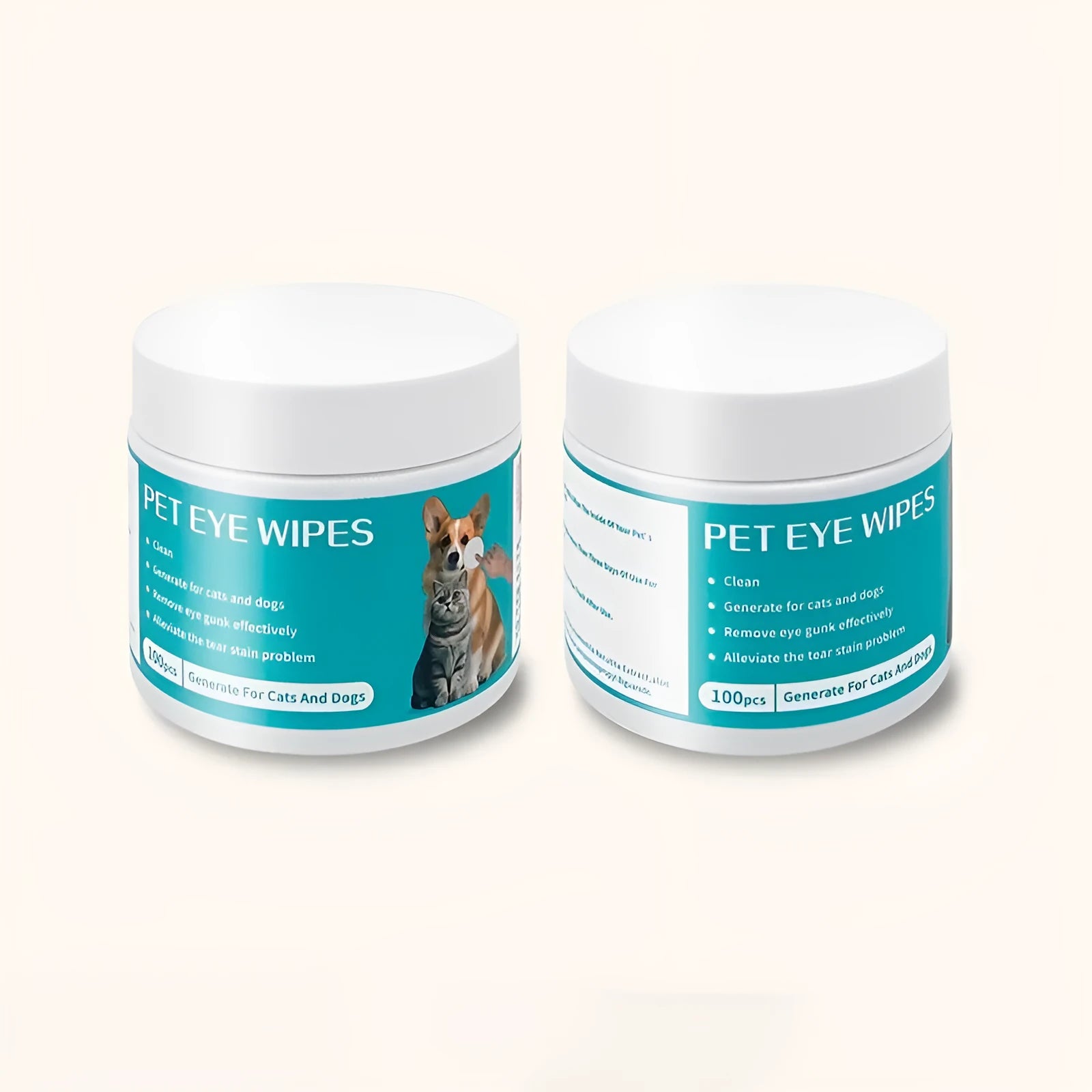 Pet disposable cotton cloth eye cleaning wipes in canister with 100 pieces, soft spunlace fabric