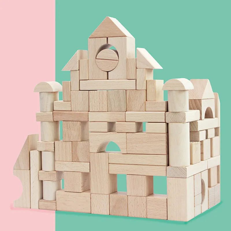 Children's educational wooden building blocks with lettering, beech wood, alphabet learning toy set