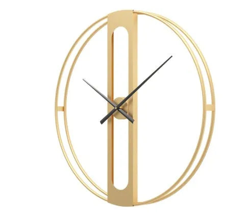 Round metal wall clock with 50cm diameter in black or gold colour option