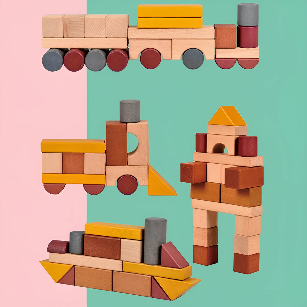 Children's educational wooden building blocks with lettering, beech wood, alphabet learning toy set