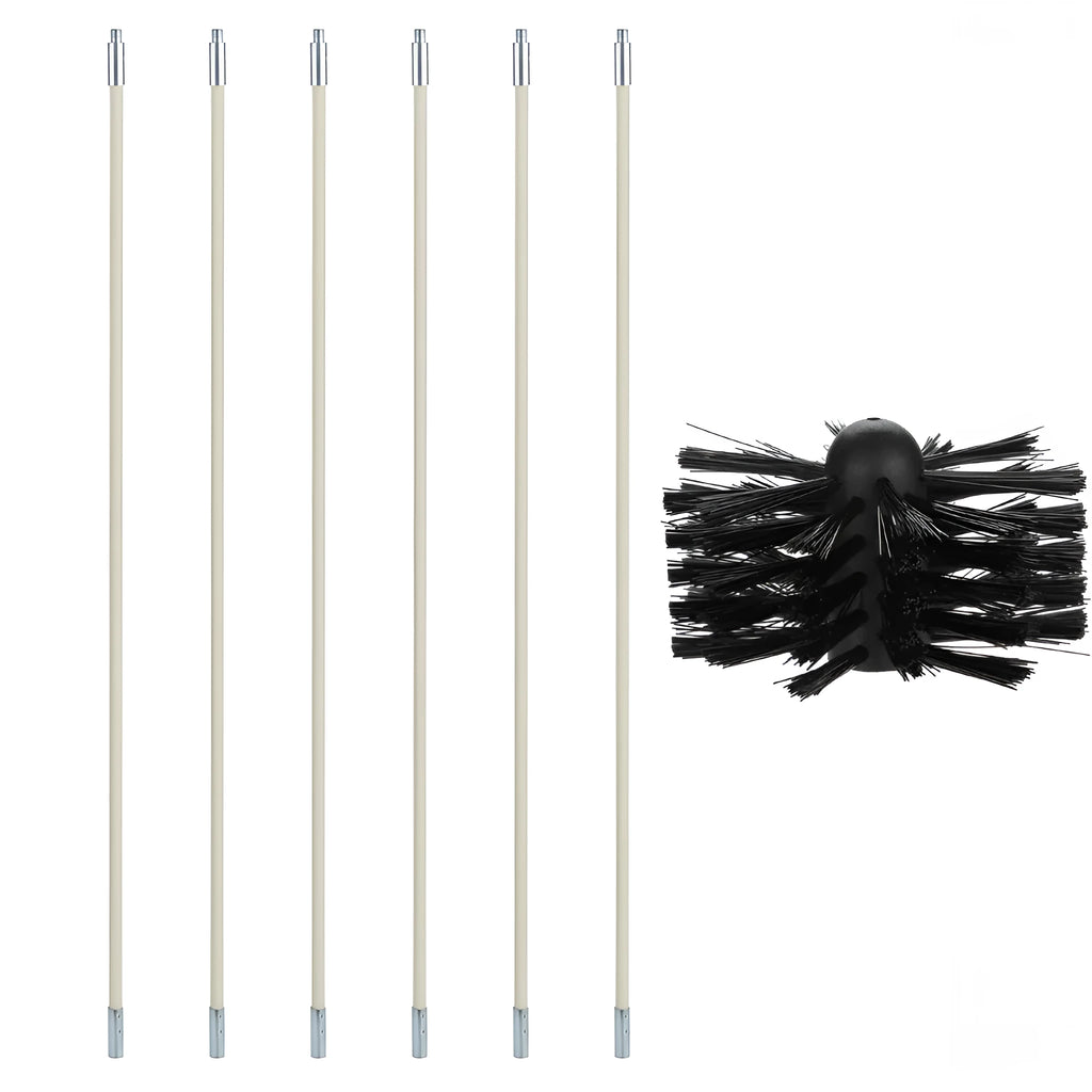 Flexible 600mm long chimney cleaning brush with nylon bristles for dryer pipes and ducts