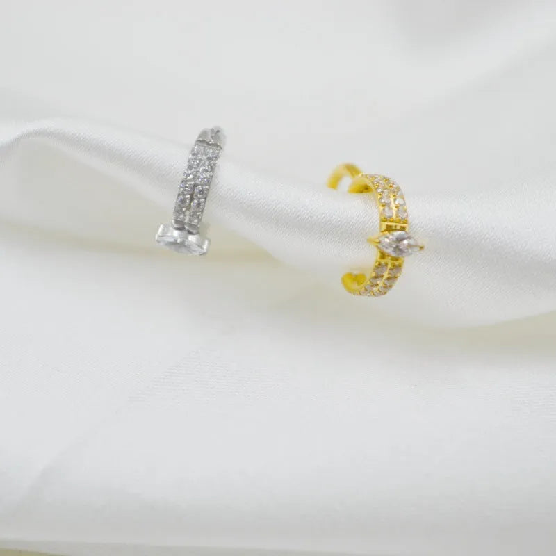 Heart shaped zircon earrings in silver or gold colour, 1.2x8mm size, 316 titanium steel construction