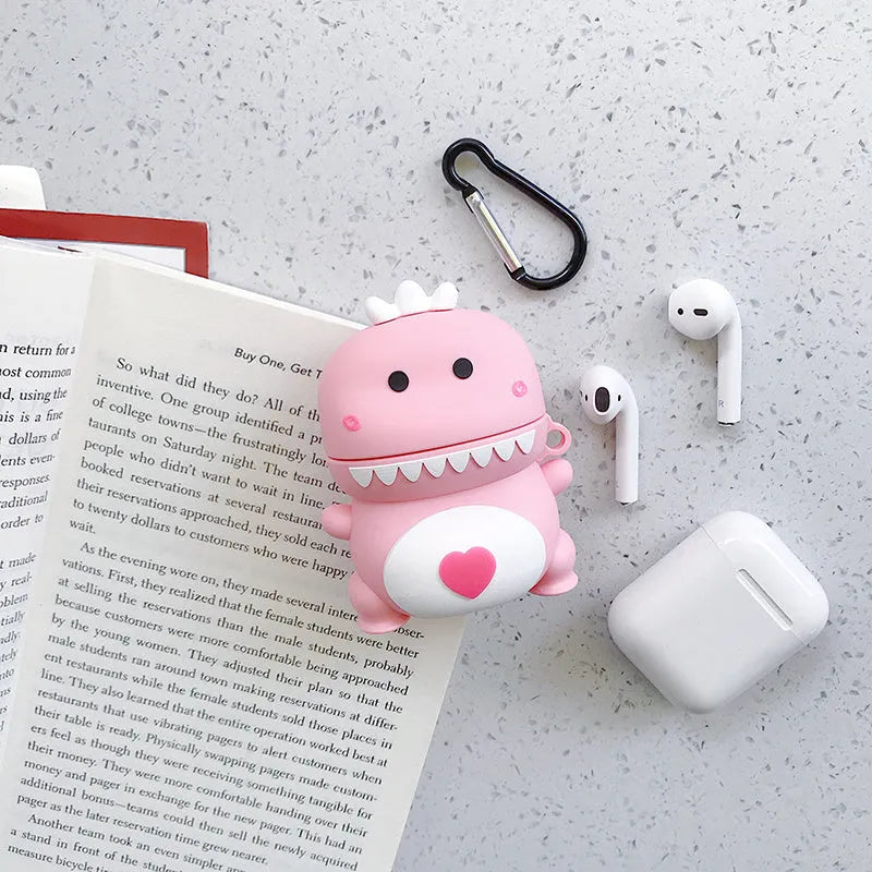 Cartoon animal print silicone case for Apple AirPods 1 and 2 in various colours