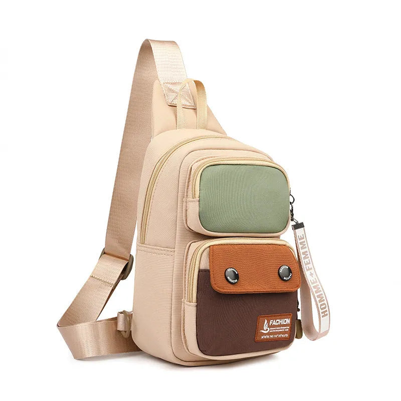 Outdoor nylon crossbody shoulder bag in three colour options with contrast detailing