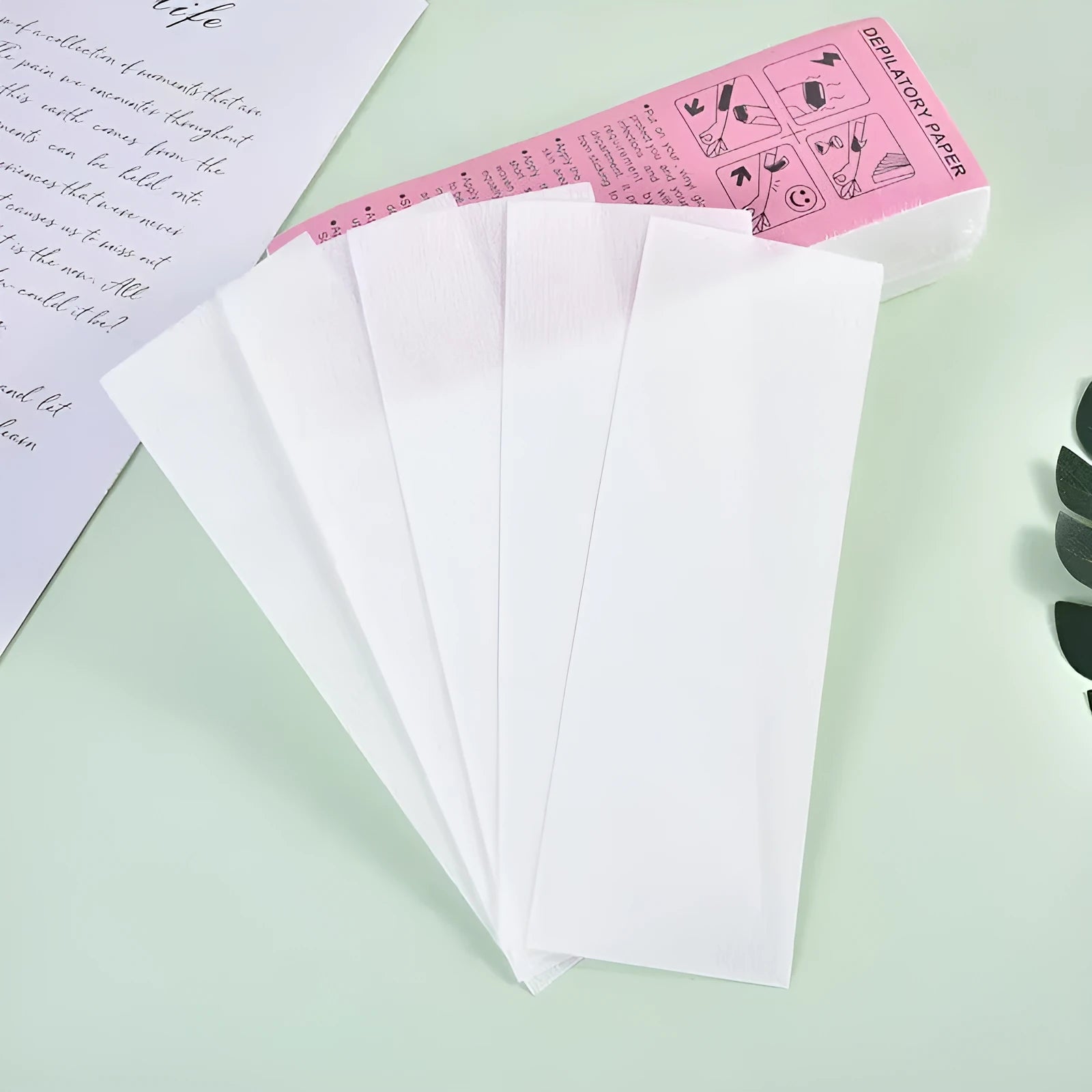 Non-woven fabric hair removal wax paper strips in 50 or 100 piece packs
