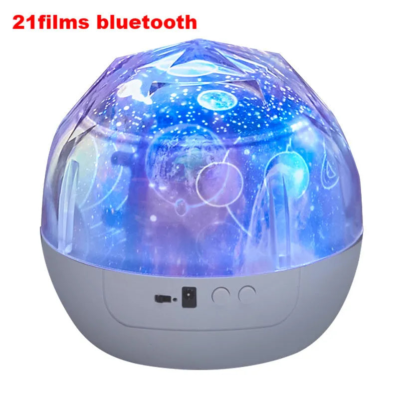 Cartoon-style starry sky projector lamp projecting constellation patterns on wall