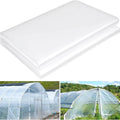 A large roll of clear plastic greenhouse cold film for vegetable shed insulation, labelled 4m x 8m.