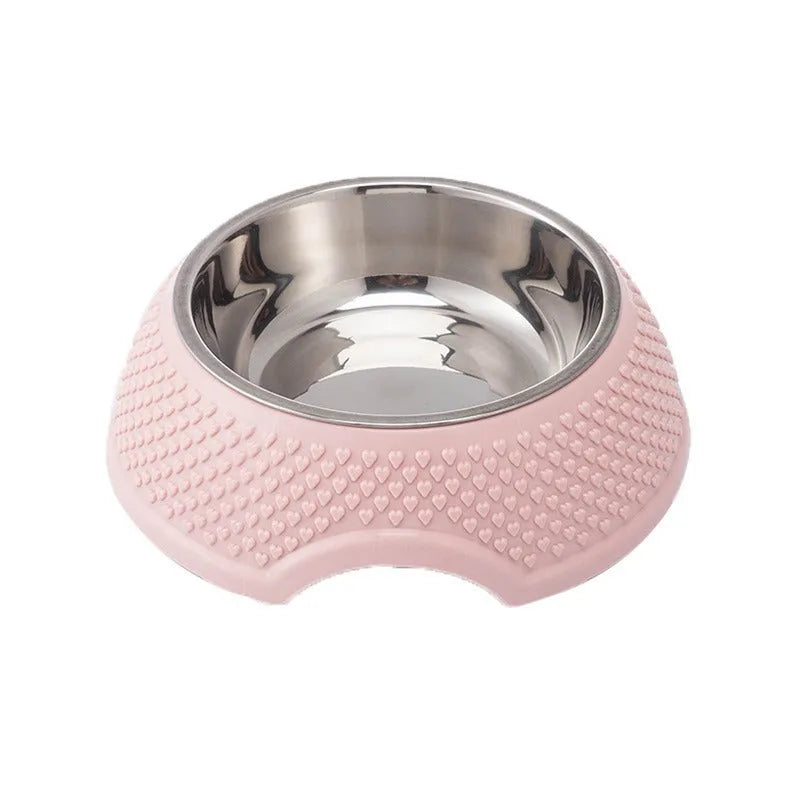 Stainless steel pet bowl with non-slip base in blue colour