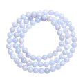 Blue agate bracelet with natural striped patterns, 6-6.8mm scattered beads featuring Ruyi design elements