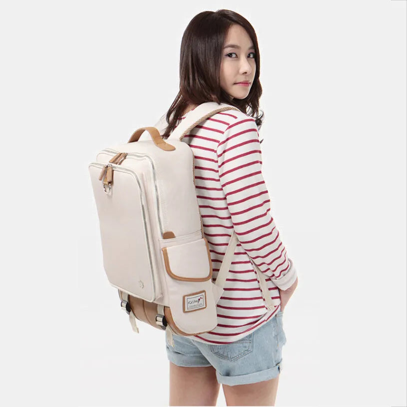 Men's modern Korean-style backpack in Oxford cloth, shown in Army Green colour, displaying its large capacity and adjustable straps.