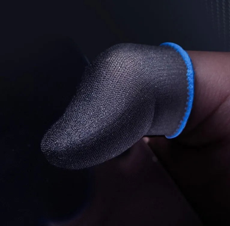 Blue carbon fibre gameplay hand finger joystick cover with 18-pin dense knitting texture