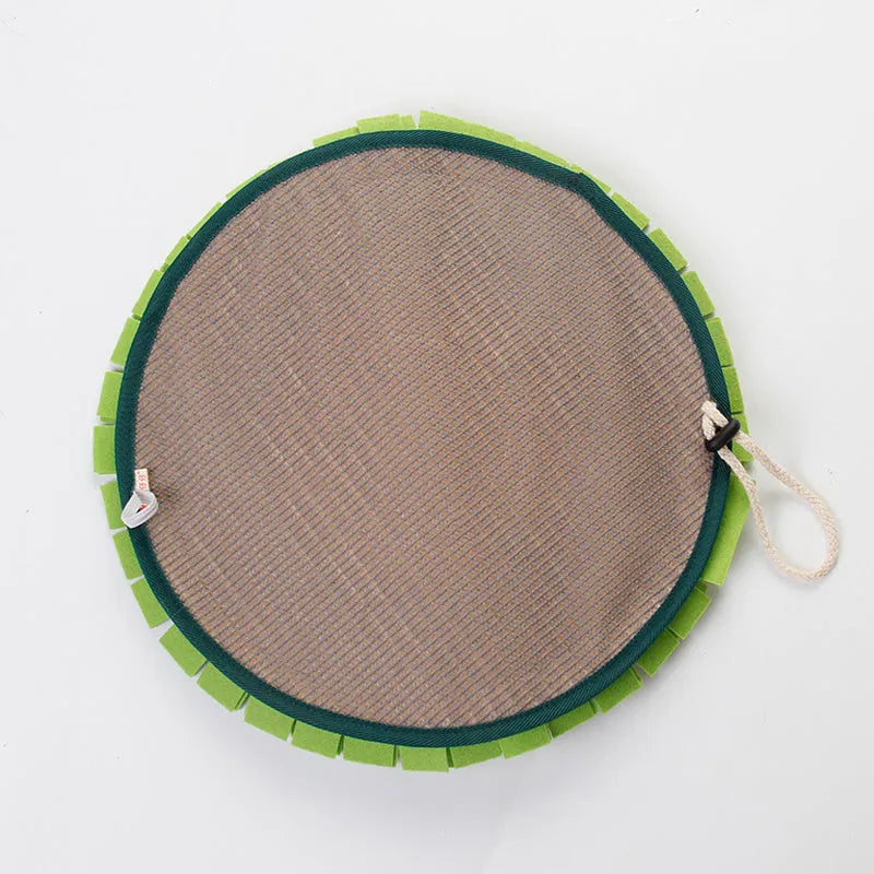 Dog sniffing pad toy in photo colour plush fabric with hidden treat folds