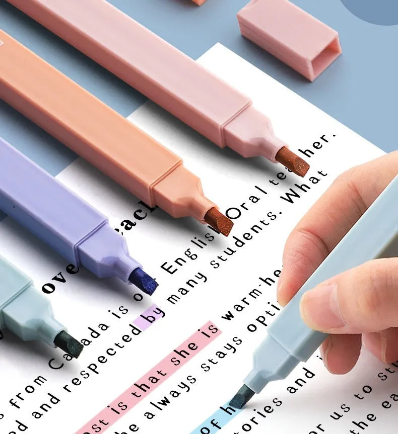 A pack of double-headed fluorescent marker pens showing their two distinct tips, available in mixed colours or themed sets.