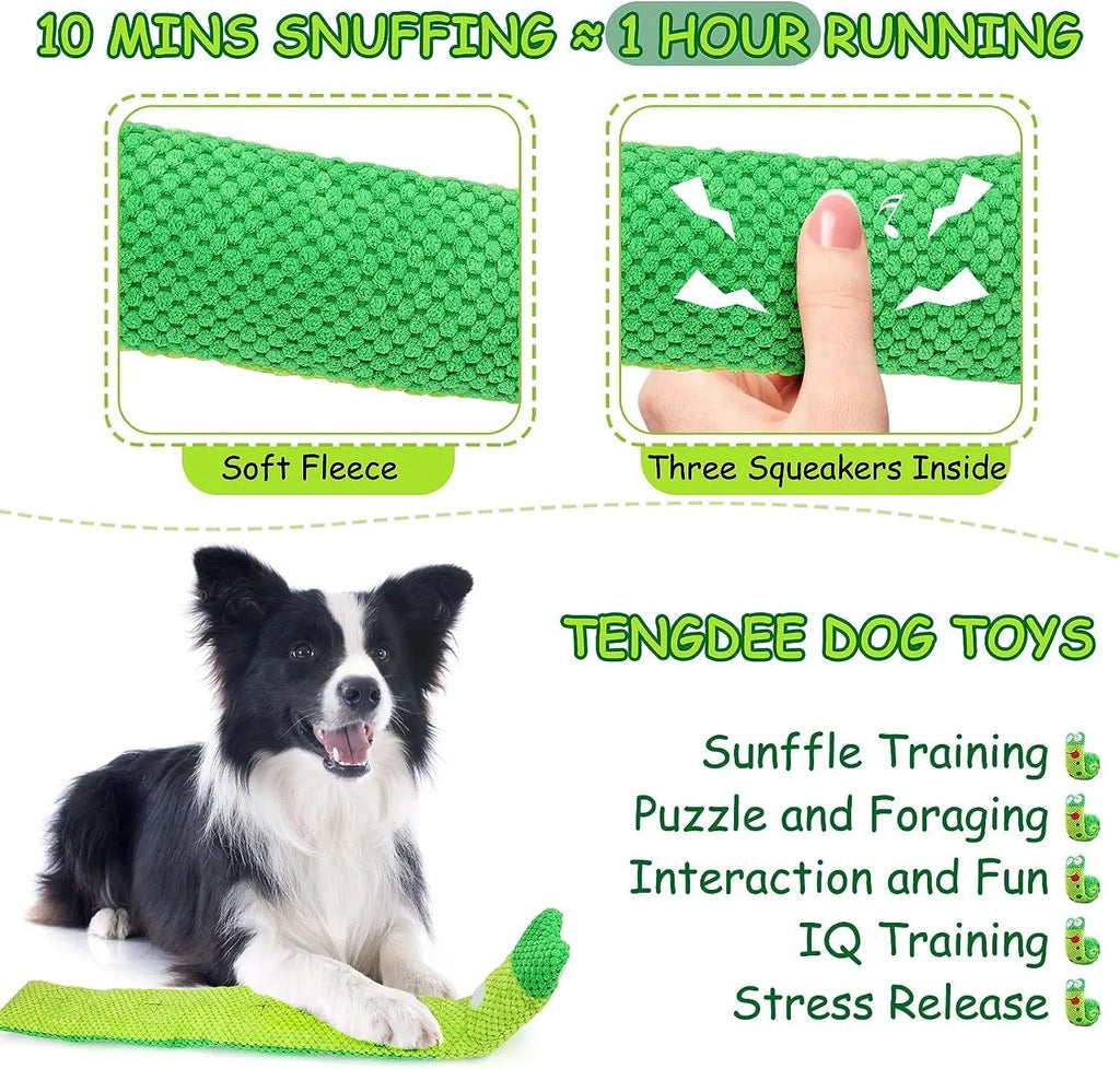Snuffle foraging dog puzzle toy that transforms between snail and stick shapes
