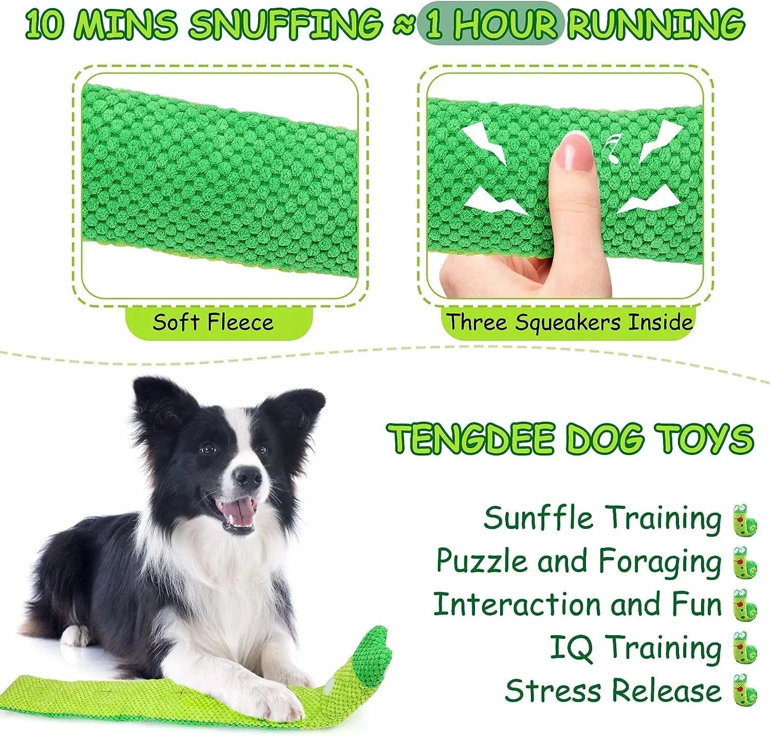 Snuffle foraging dog puzzle toy that transforms between snail and stick shapes