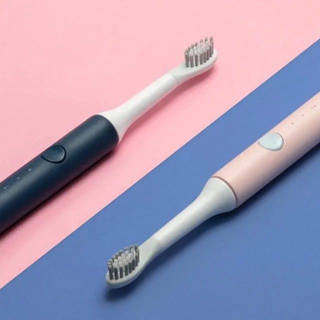 Sonic electric toothbrush with round head, blue handle, IPX7 waterproof, 3 vibration modes