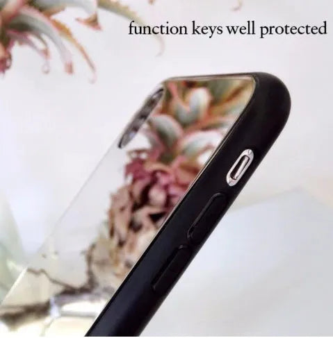 Black iPhone mirror phone case showing reflective back surface, compatible with multiple iPhone models.