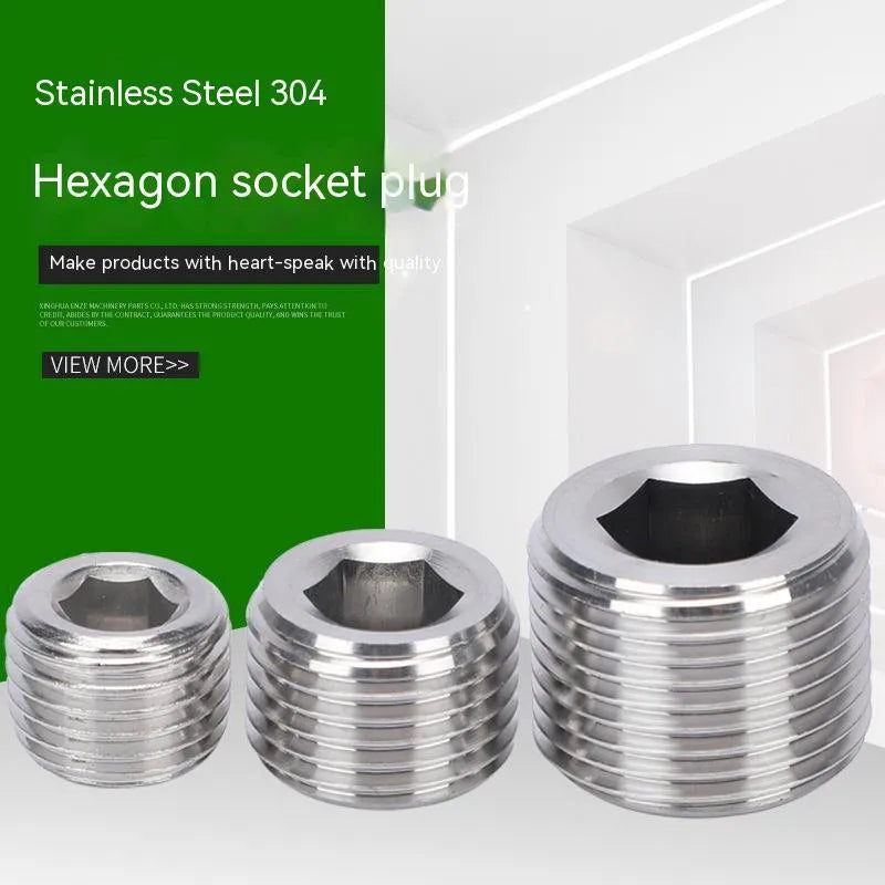 Stainless steel hexagon bulkhead plug fitting with 3/8 thread for pipe connections