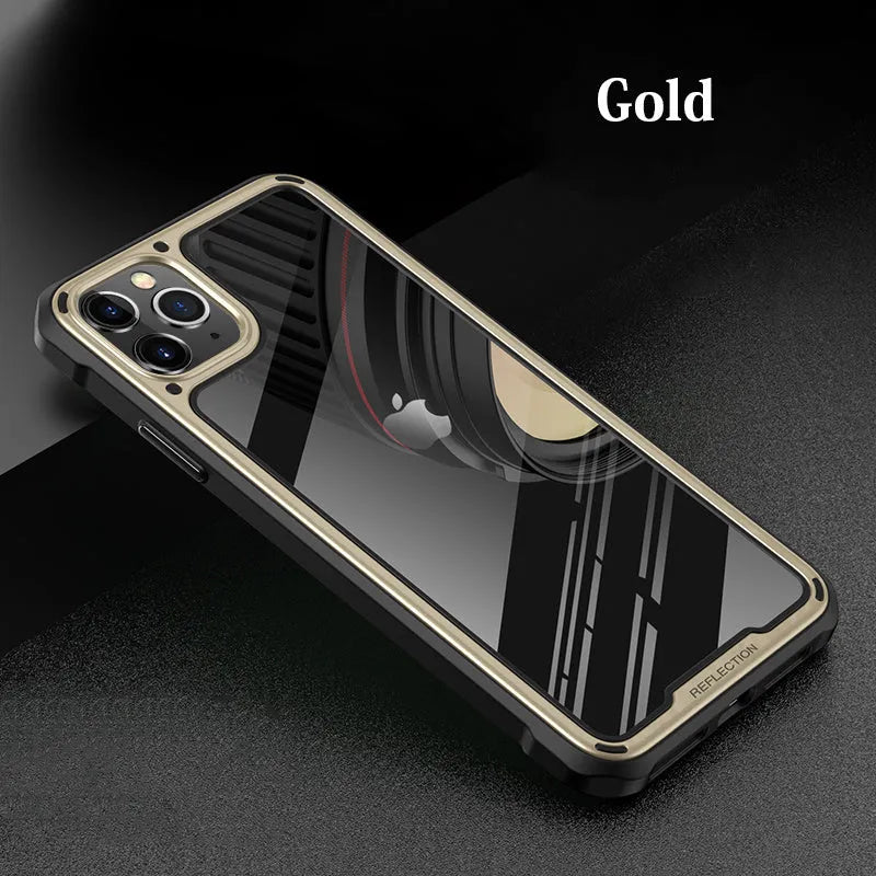 Transparent iPhone 11 mobile phone case in multiple colours showing PU and TPU construction.