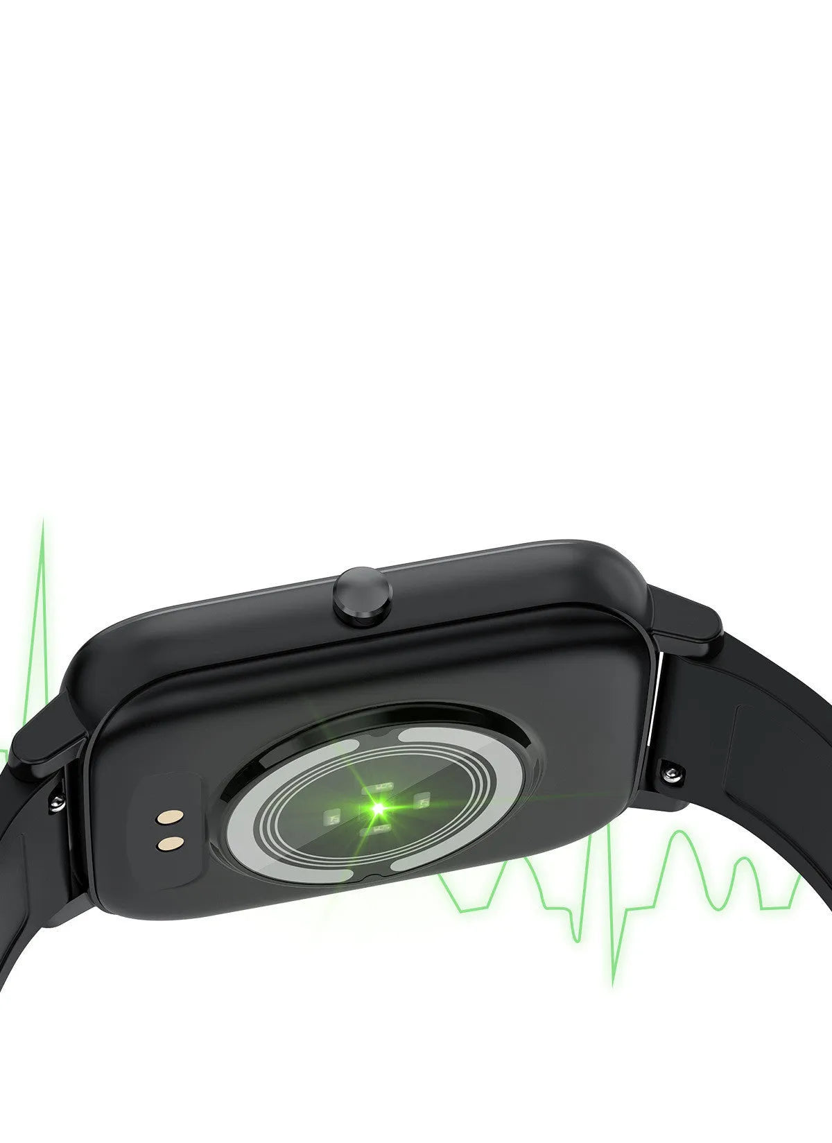 H80 fashion sports smart watch with black silicone strap showing health metrics on screen.