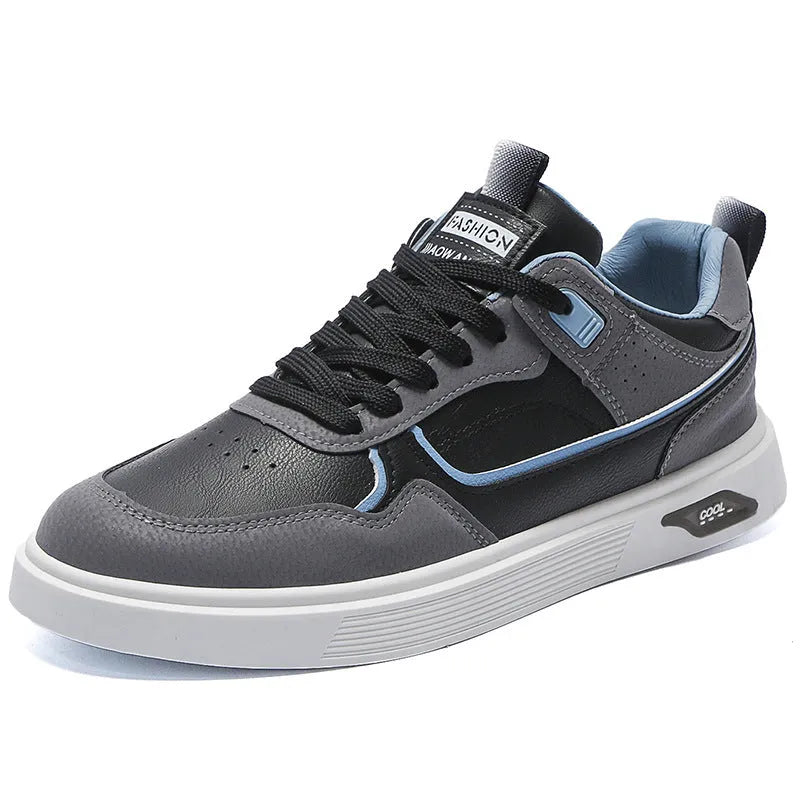 Men's low-top canvas board shoes in black with mesh lining and round toe