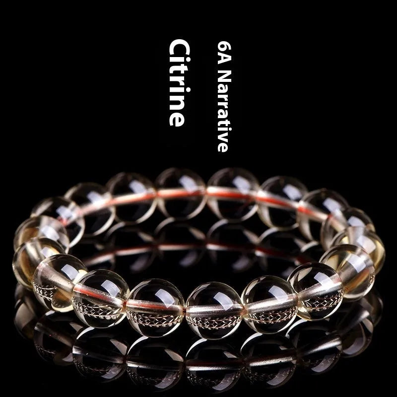 Natural citrine ball bracelet with scattered beads design in gold-brown colour