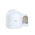 Fully enclosed oversized cat litter box in ABS plastic, shown in aurora white, moss green, and milk tea colour options.