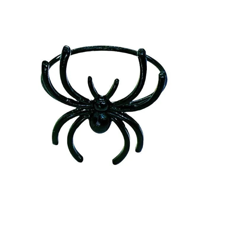 Set of six black alloy spider napkin rings with electrophoresis finish for Halloween table decoration