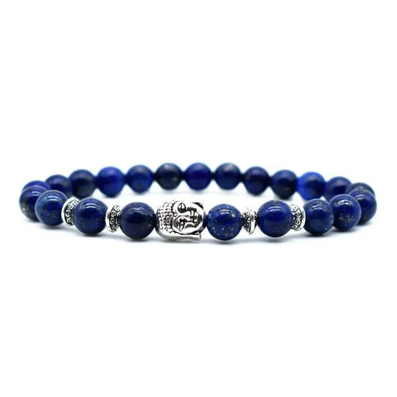 Handmade Tiger Eye bracelet with 19mm Buddha head bead on wrist
