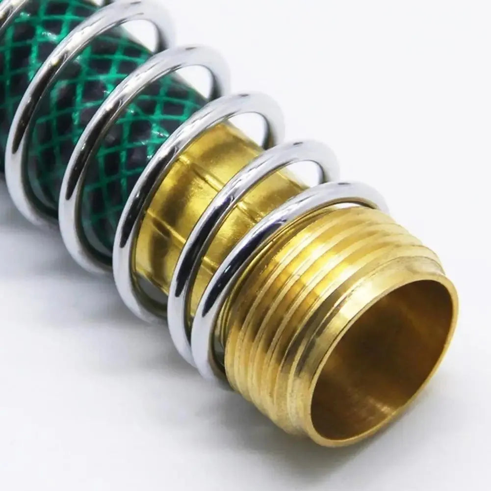 15cm brass spring hose connector with anti-kink mechanism for garden irrigation systems