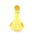 Plush duck dog and cat toy with catnip filling, squeaker, and rattle in blue, pink, yellow, or black