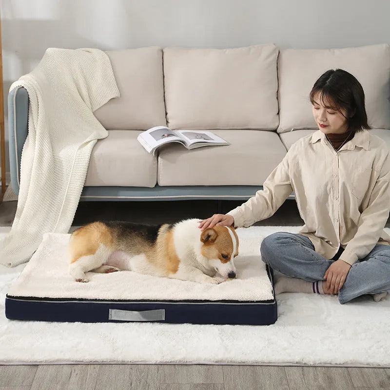 Removable washable sponge pet mat for dogs in brown colour showing soft textured surface