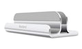 Silver aluminium alloy tablet lazy bracket on a desktop, 19x11.5x7.5cm universal fit