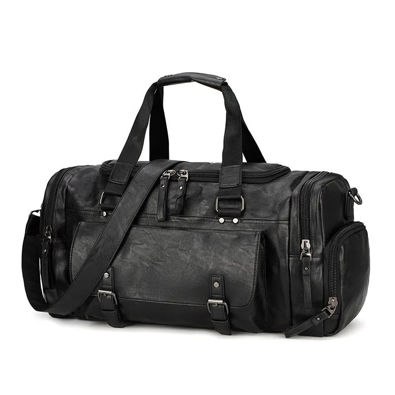 Black large travel shoe bag with separate compartment, dimensions 52cm by 19cm by 27cm.